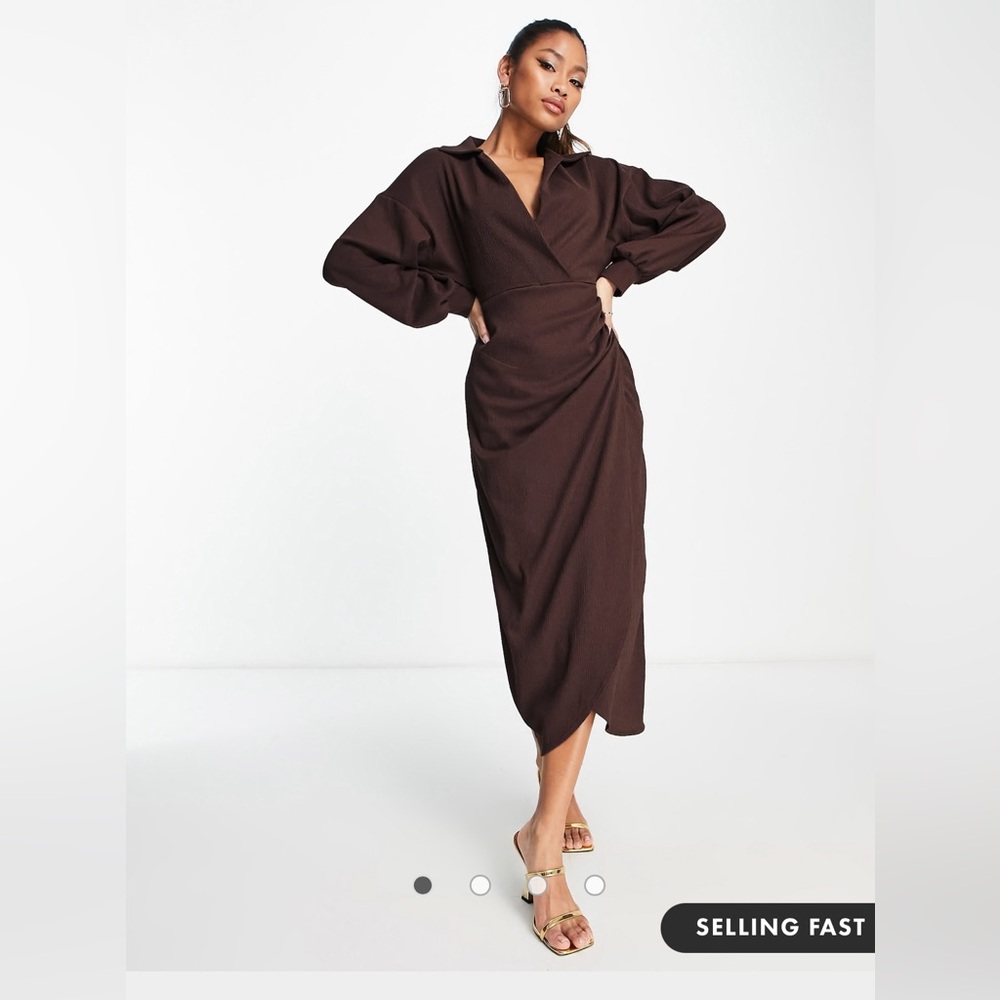 ASOS Brown Wrap Style Dress 🍂🍁👢👢👜